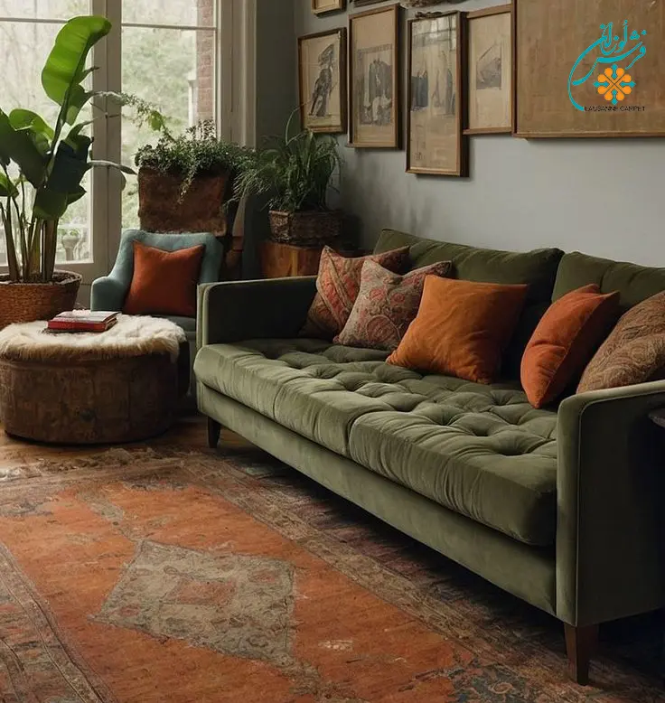 مبل سبز با چه فرشی ست میشه